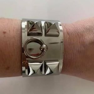 White gold plated stud cuff bracelet